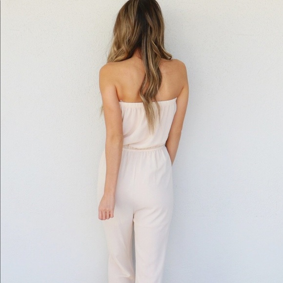 Cream Strapless Jumpsuit - Picture 3 of 8